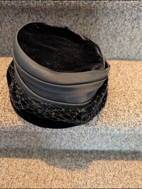 Classic Black Velvet Ladies Hat with Veil